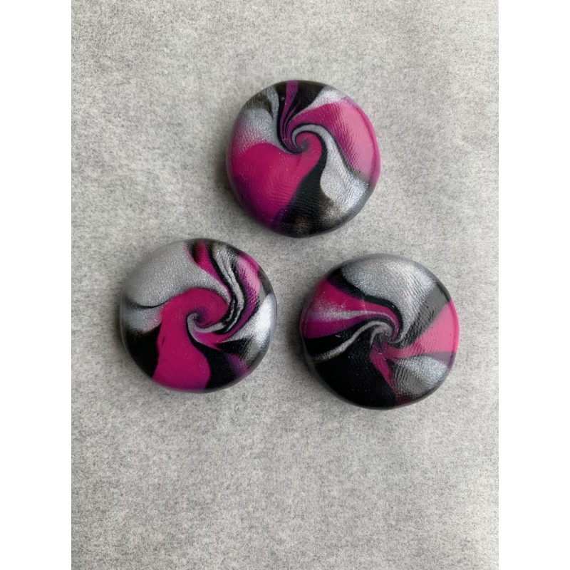 3er Set Magnete in Magenta, Silber und Schwarz