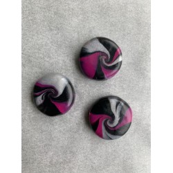 3er Set Magnete in Schwarz, Silber und Magenta