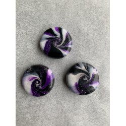 3er Set Magnete in Schwarz, Violett-Glitzer und Weiss