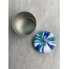 Dose mit Deckel in Weiss, Blau und Smaragd