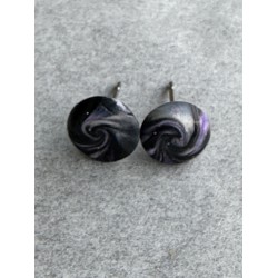 Kleine Ohrstecker in Schwarz, Weiss und Violett-Glitzer