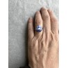 Runder Fingerring in Marine, Weiss und Lavendel