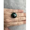 Runder Fingerring in Schwarz, Smaragd und Silber