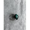 Runder Fingerring in Schwarz, Smaragd und Silber