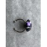 Runder Fingerring in Schwarz, Violett-Glitzer und Weiss