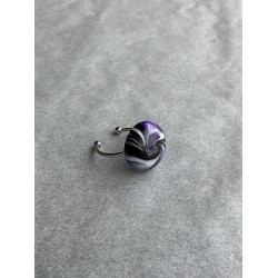 Runder Fingerring in Schwarz, Violett-Glitzer und Weiss