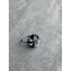 Runder Fingerring in Schwarz, Weiss und Violett-Glitzer