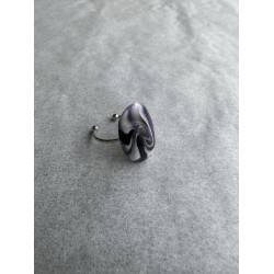 Ovaler Fingerring in Schwarz, Weiss und Violett-Glitzer