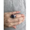 Ovaler Fingerring in Schwarz, Weiss und Violett-Glitzer