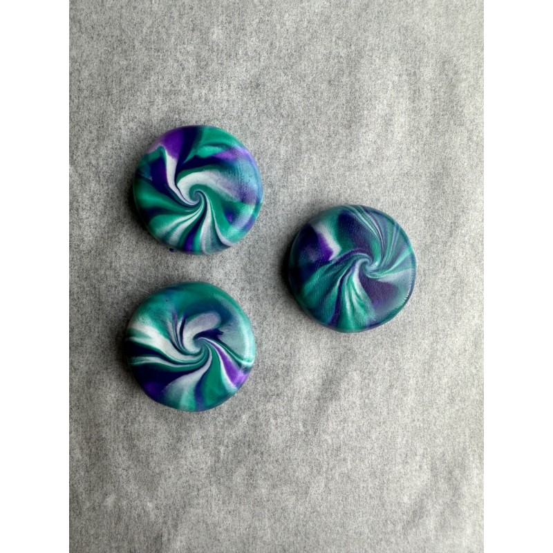3er Set Magnete in Smaragd, Weiss und Violett